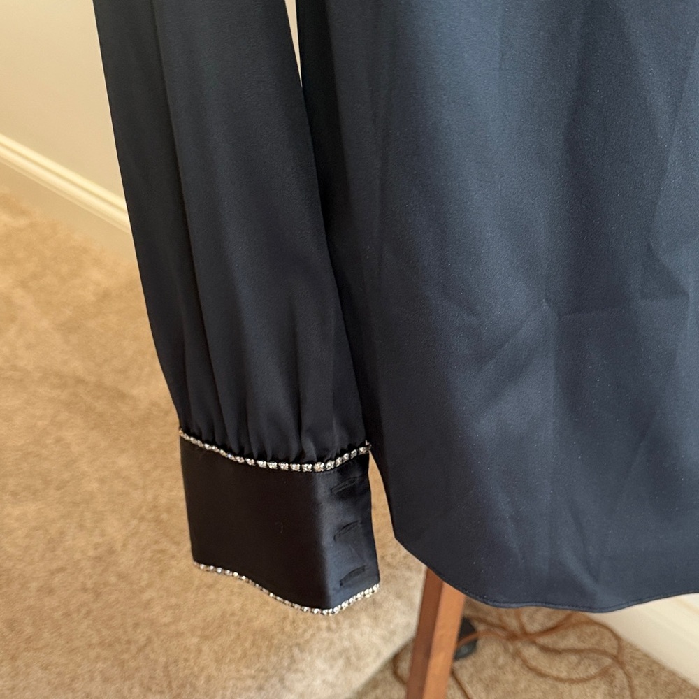 Veronica Beard Kylar Rhinestone Button-Down Silk Top Blouse - Picture 13 of 16